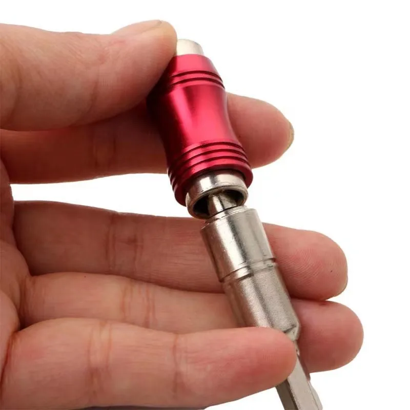 Magnetic Bit Holder, Pivoting Drill Bit Extension, Screwdriver Bit Holder Extender Aluminum Sleeve, 1/4 Inch Hex Quick Release