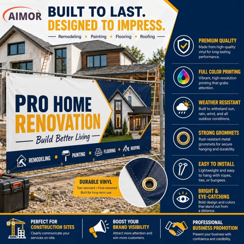 AIMOR Custom Size Advertising  Picture Colorful Print PVC Outdoor Waterproof Spray Cloth Banner Vinyl/Fabric Vinyl  DIY ﻿