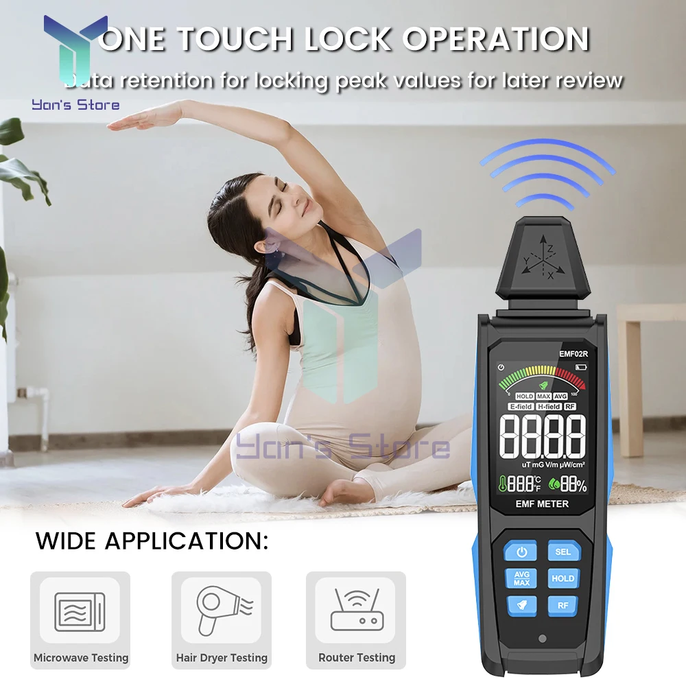 EMF02R domowy czujnik częstotliwość radiowa RF detektor promieniowania elektromagnetycznego cyfrowy przyrząd promieniowania pola magnetycznego 5V/1A
