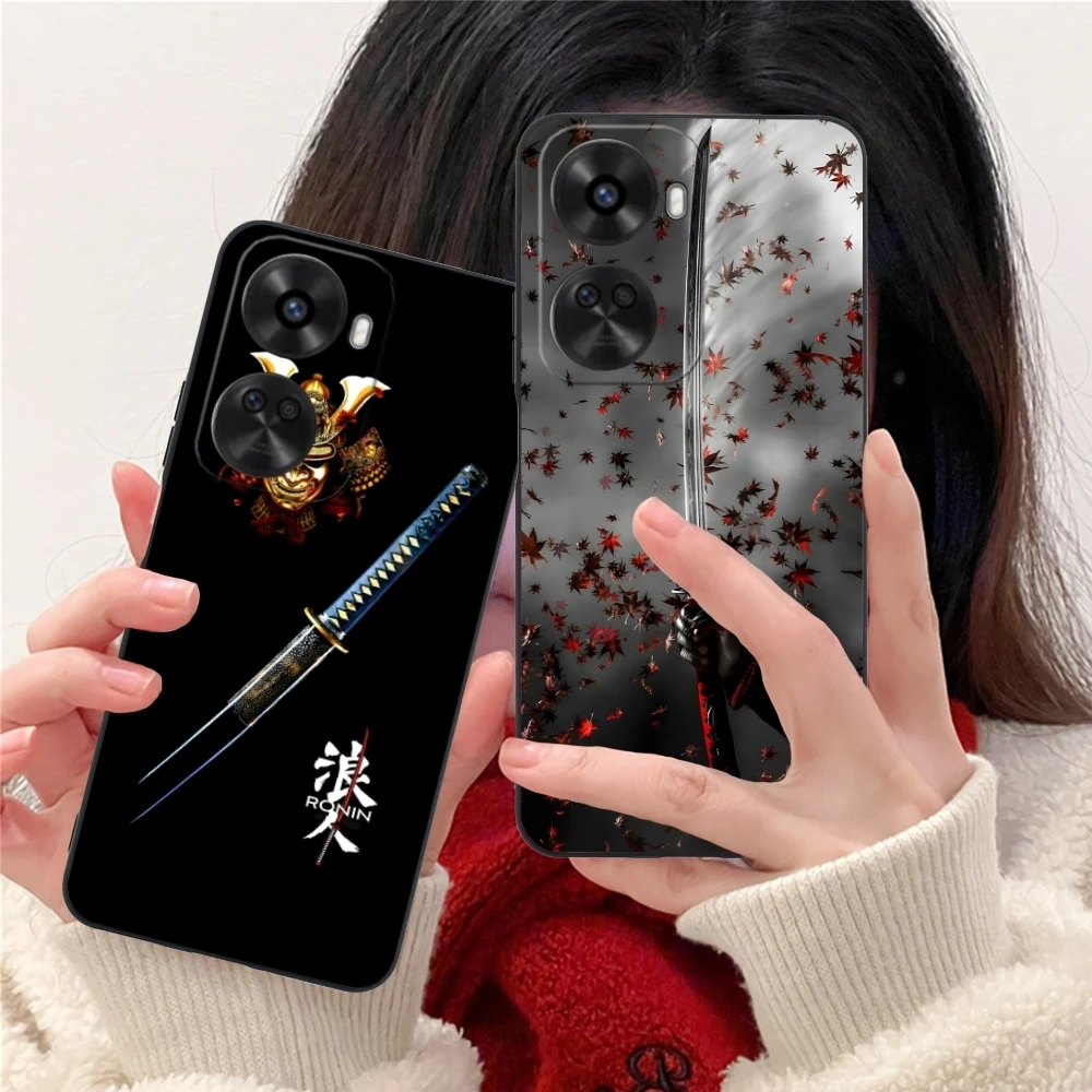 Katana Samurai Ronin Mobile Cell Phone Case for Huawei Nova 12 11 10 9 8 7 Pro SE 5G Black Soft Phone Cover Shell