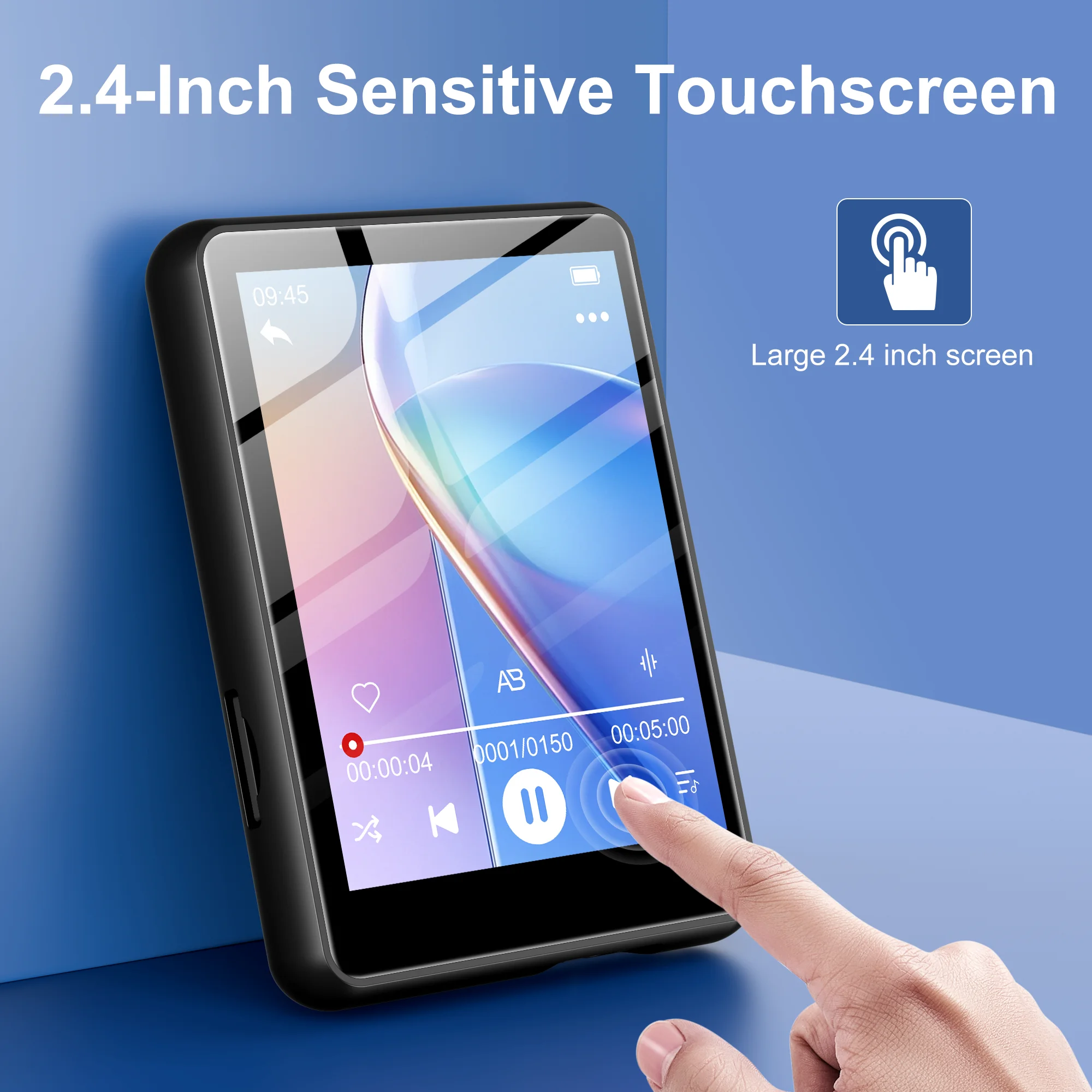 SWOFY Mini 2.4 Inch Touch Screen MP3 Player Bluetooth 5.3 Metal HiFi Lossless Sound 64GB Portable Digital Music Player for Sport
