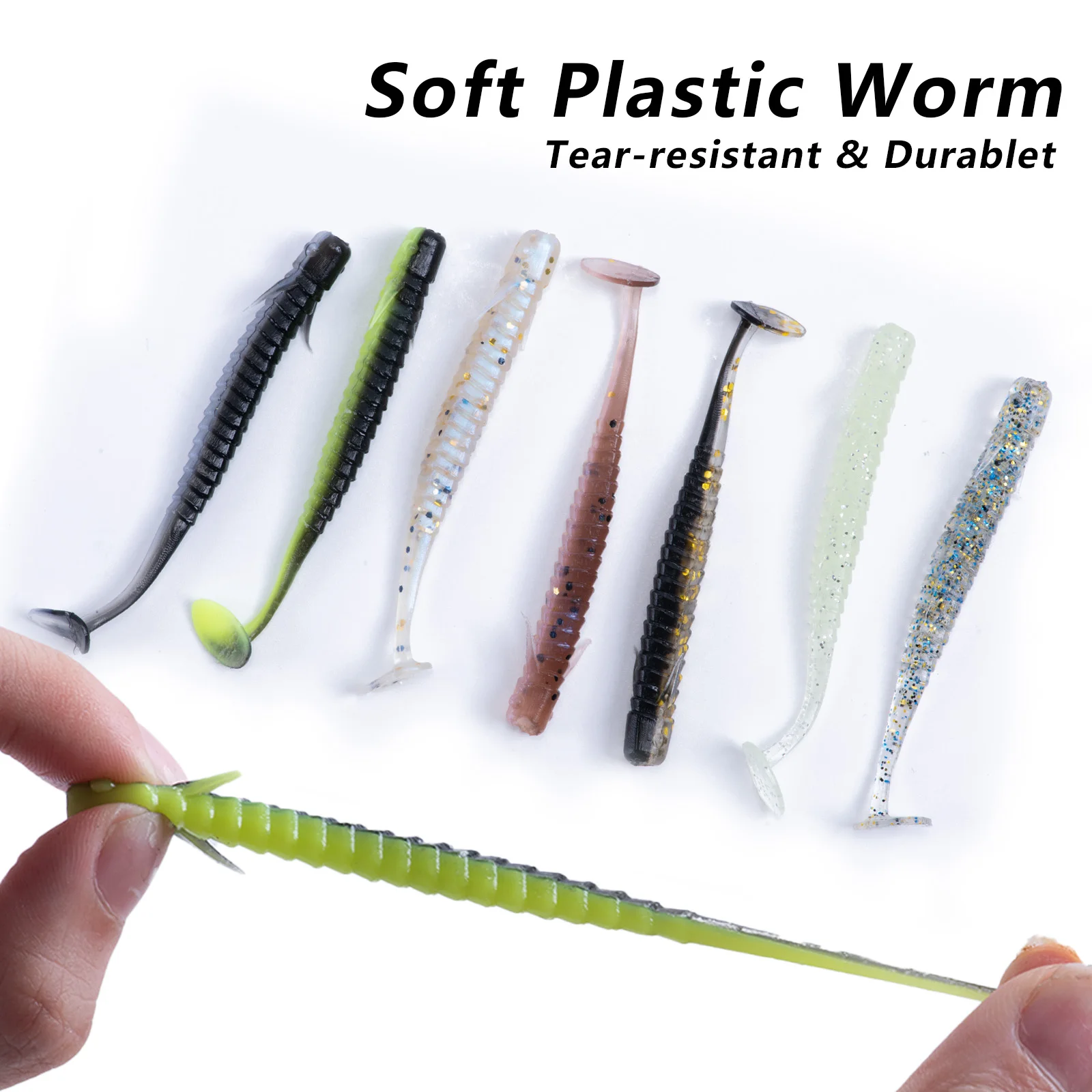 Goture 75 mm Paddle Tail Grub Baits 20 Stück Slow-Sink Salzwasser-Weichköder 7 hyperrealistische Farben für Barsch/Hecht/Walleye