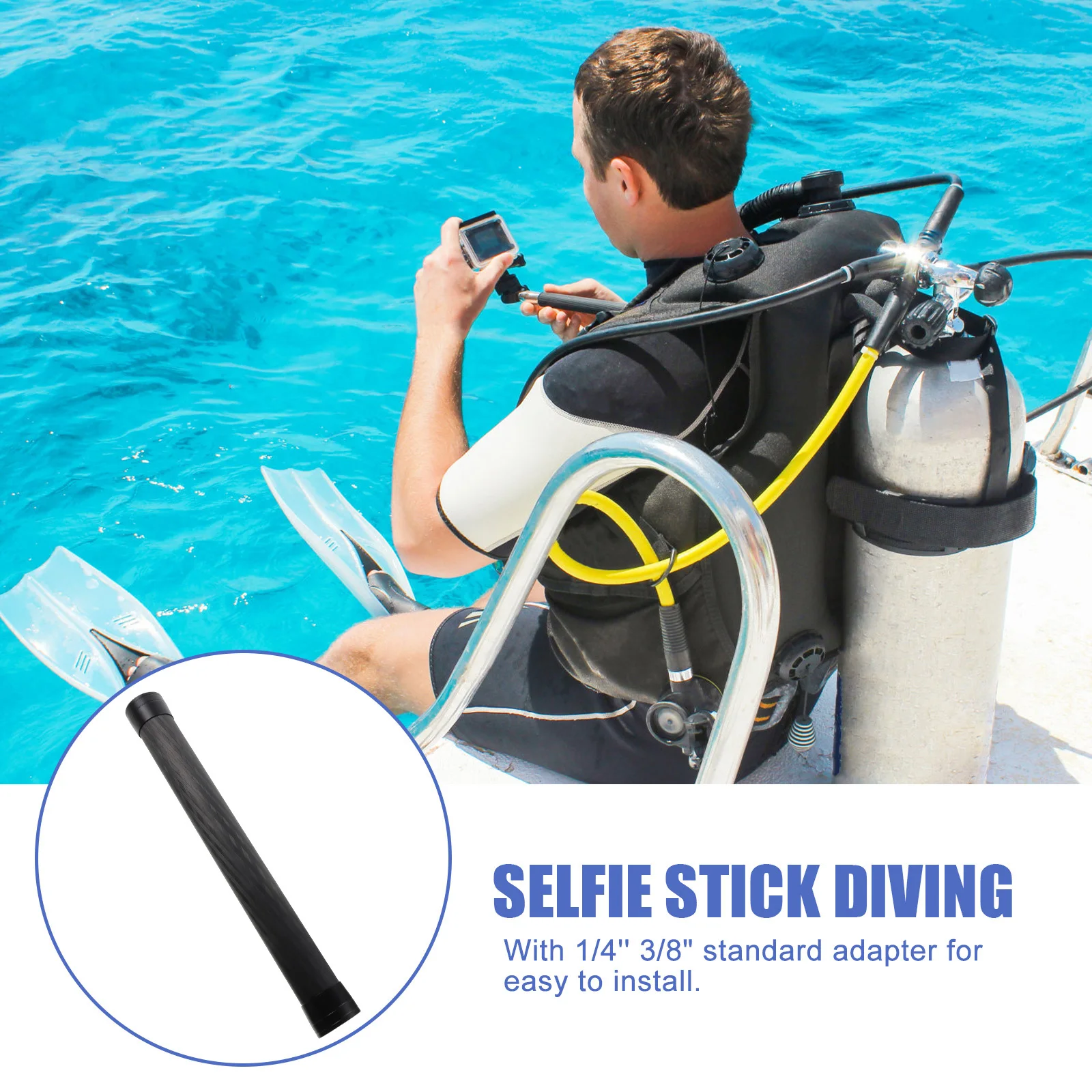 

Carbon Fiber Extention Rod Outdoor Ski Mountaineering Shooting 14 38 Adapter Compatible -S Portable Lightweight Practical