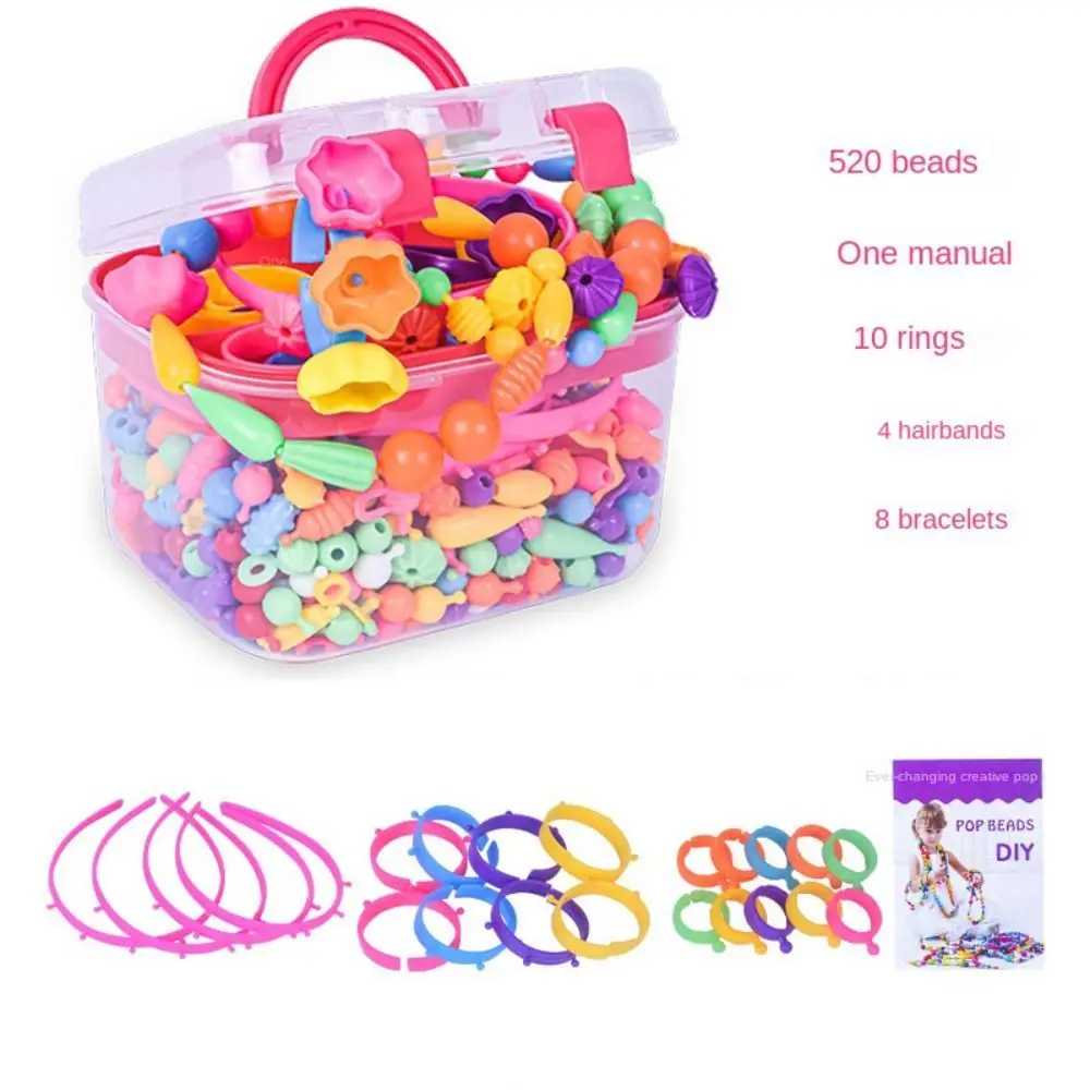 200 Stück DIY-Schmuckset, Pop-Perlen, Schnappperlen, große Partikel, Prinzessin-Armbandherstellungsset, bunte kabellose Perlen