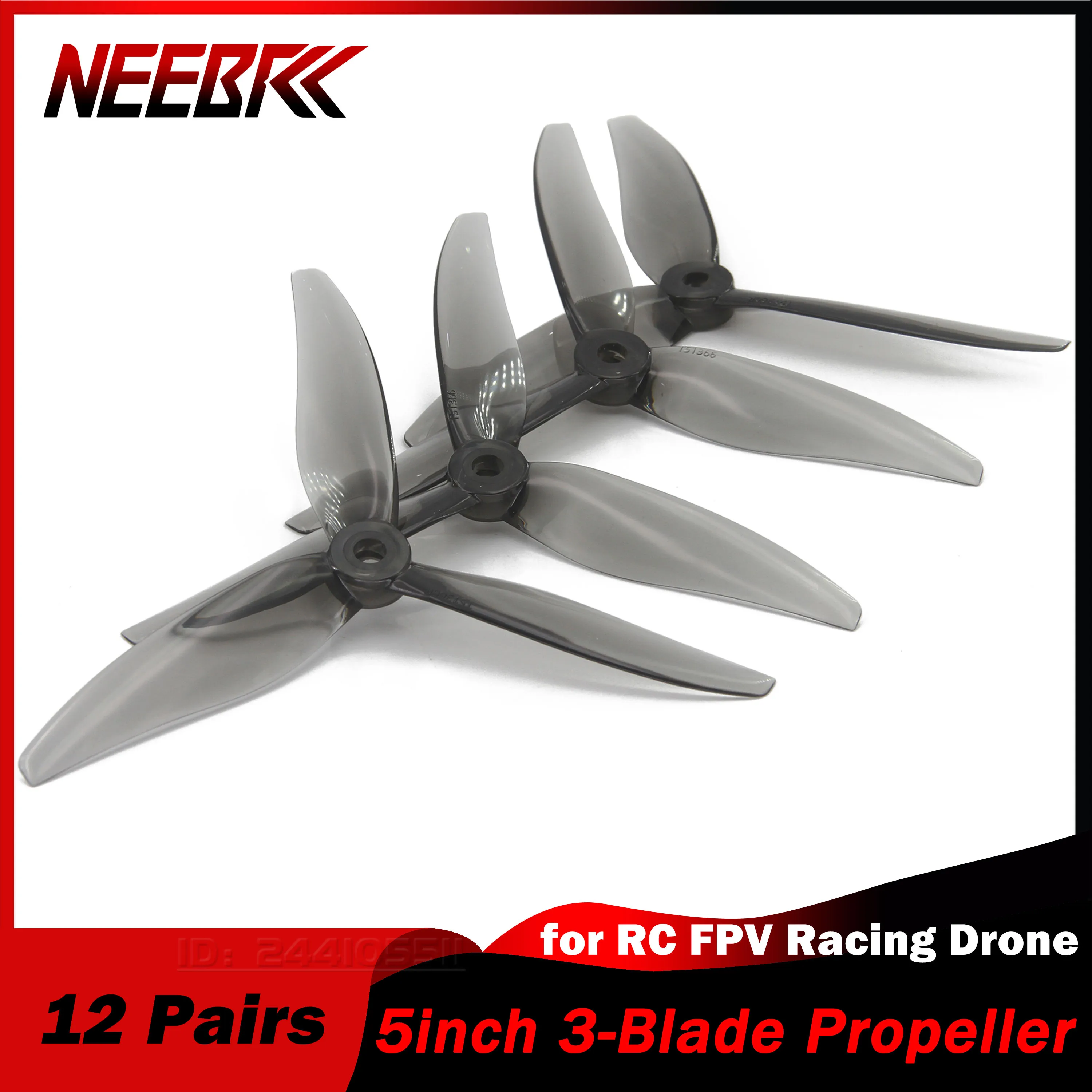 

24pcs/12 Pairs NEEBRC 5inch 3-Blade Propeller 51366 Tri-Blade Props for RC FPV Racing Drone Plane Freestyle DIY Motor Brushless