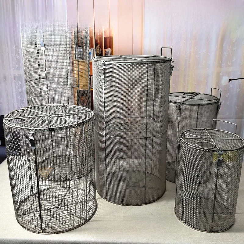 stainless-steel-304-round-pump-cage-protective-cover-drainage-water-pump-basket-filter-net-anti-clogging-cage-durable