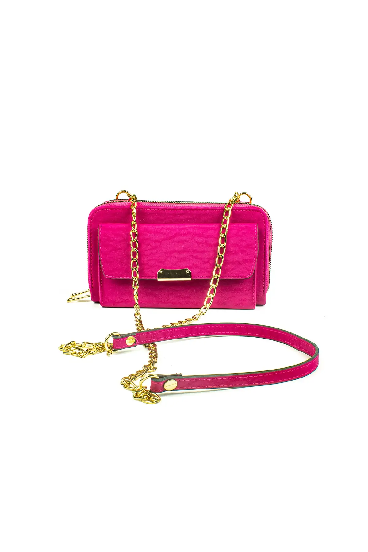 Women's Shoulder Bag Fuchsia Chain Telefonluklu Functional Bag Wallet Card Wallet