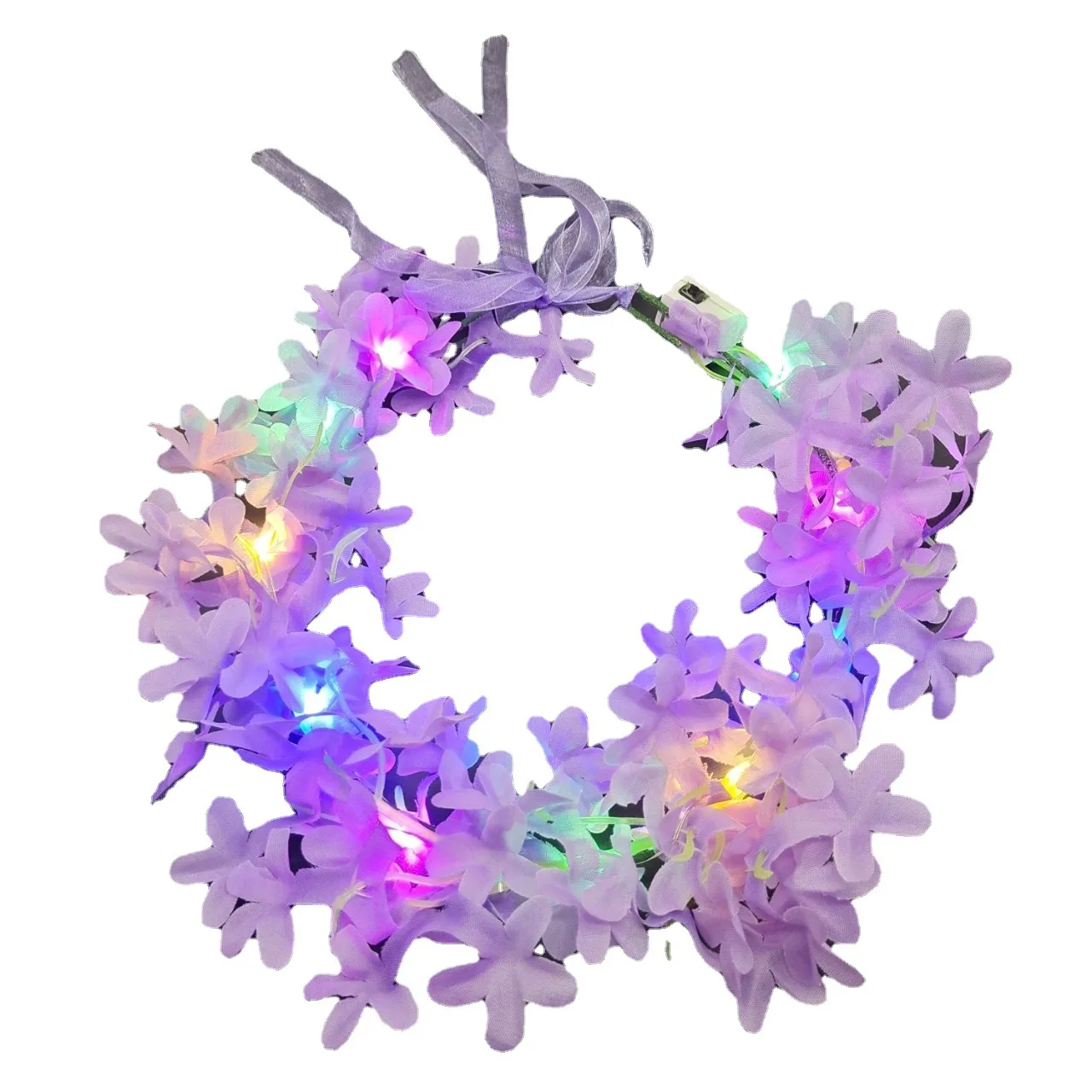 LED Light Up Flower Wreath Glow Garland Hairband LED Hawaiian Lei Headband Flower Crown Wreath Birthday Wedding Party Supplies