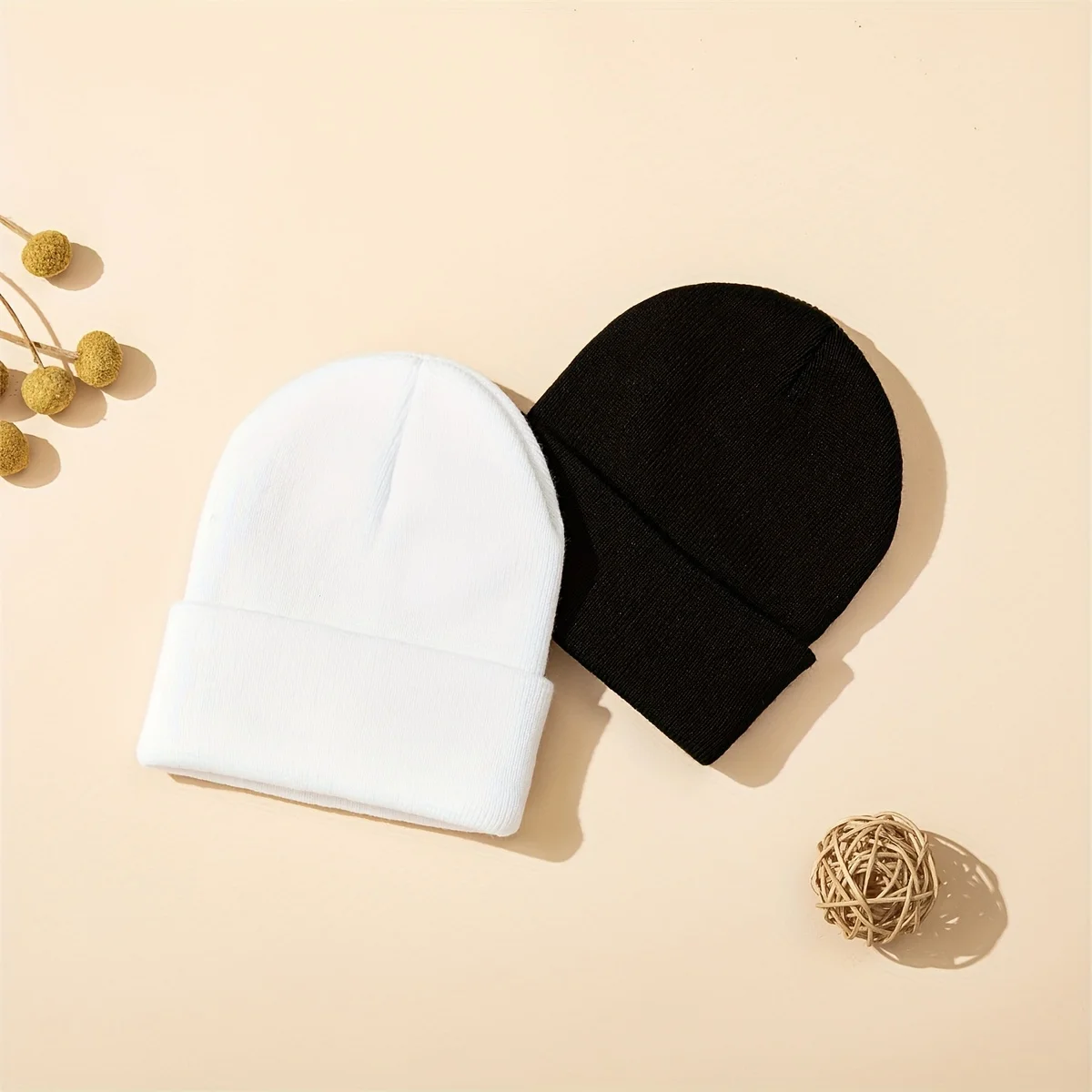 2 Stück weiche, gemütliche Strick-Babymützen für Jungen und Mädchen – atmungsaktive Baby-Accessoires, Neugeborenen-Accessoires, Neugeborenen-Fotografie-Requisiten