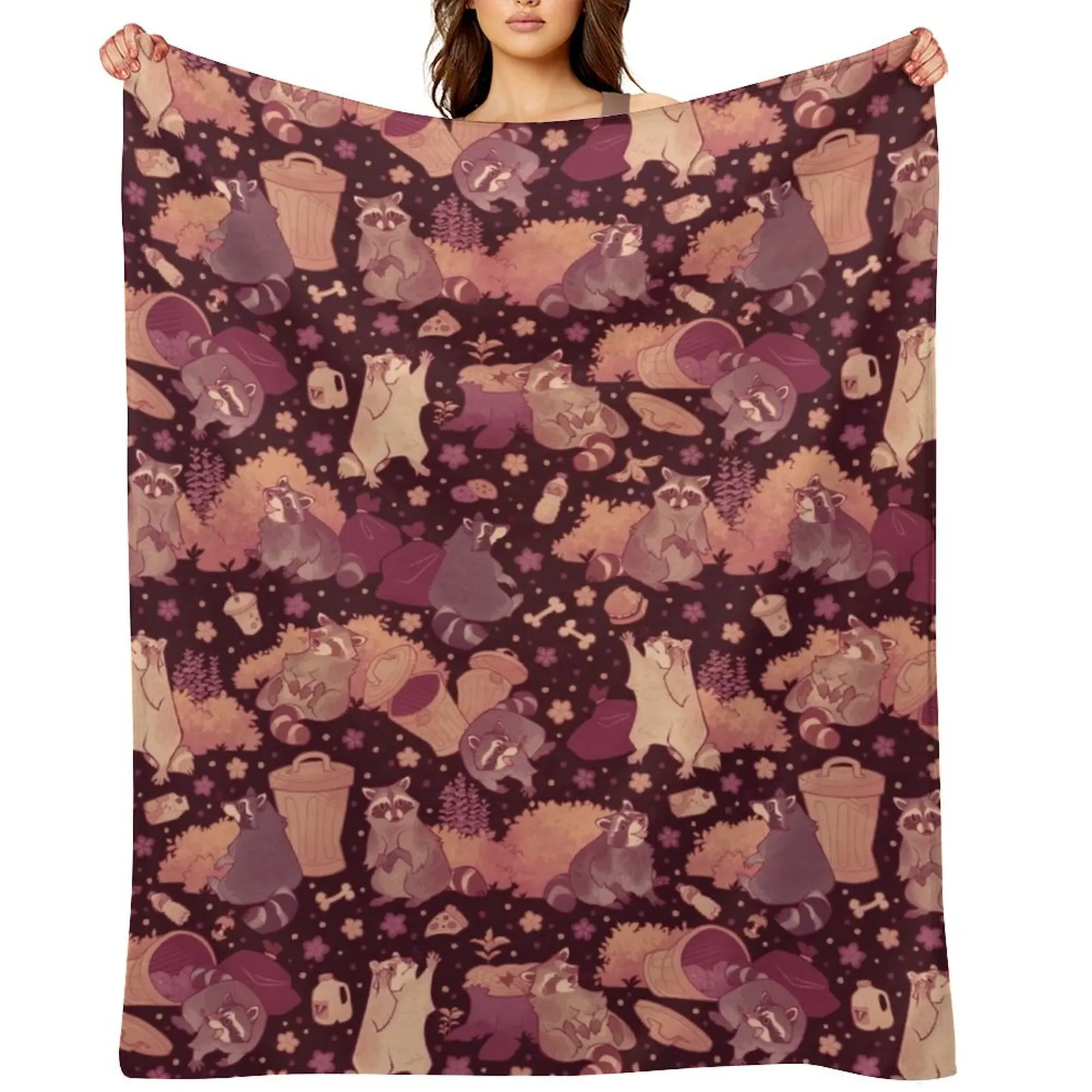 

Raccoons Nighttime Pillage Throw Blanket Sofa Throw Luxury Designer Bed linens warm for winter Blankets