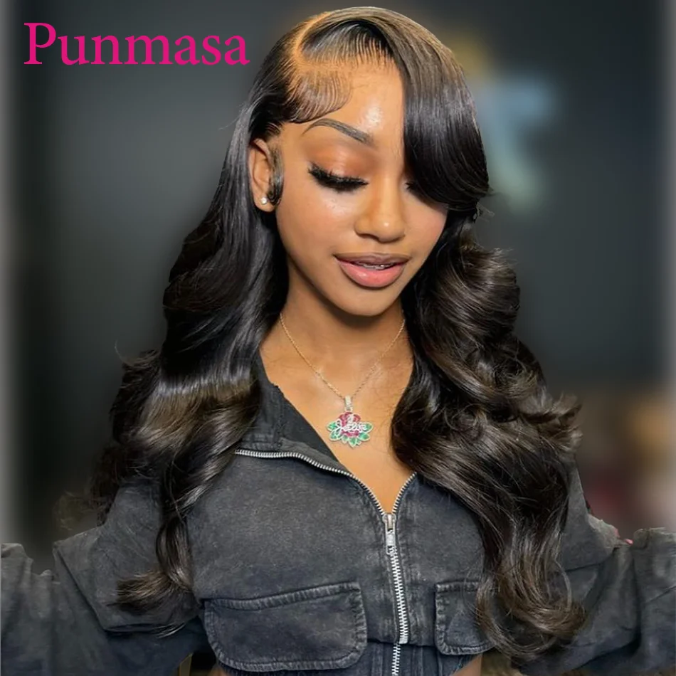 Punmasa Dark Burgundy Purple Color Body Wave 13x6 Lace Front Glueless Human Hair Wig 13x4 Wear To Go Transparent Lace Wigs 200%