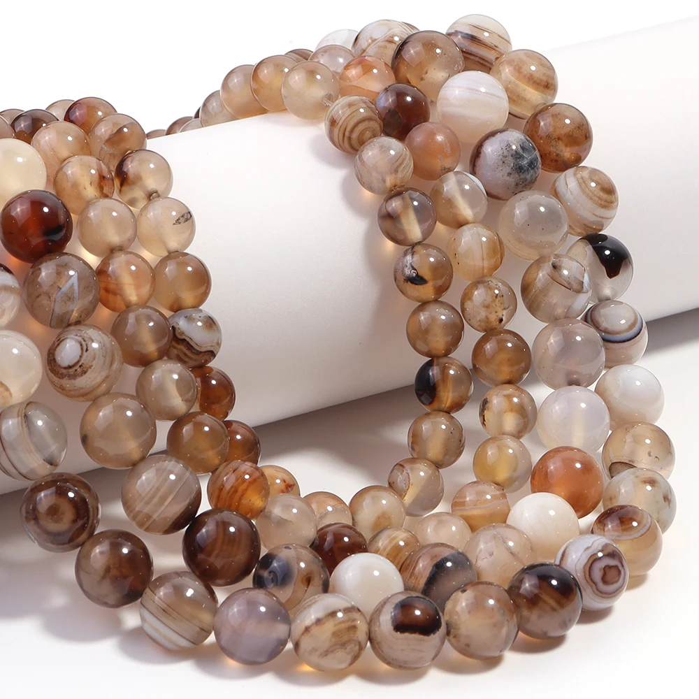 Jewelry Making Light - 1 Strand 4/6/8/10/12mm Hellbraun gestreifte Agat