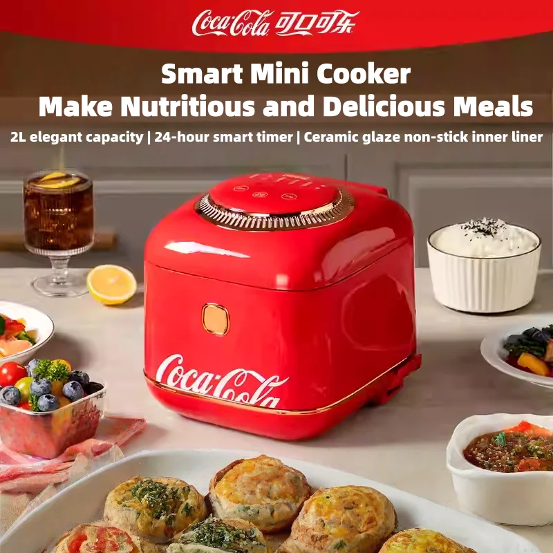 Olla arrocera inteligente multiusos de 2L, 220W, mini olla arrocera automática con revestimiento antiadherente, olla de cerámica, separación de arroz y sopa para el hogar