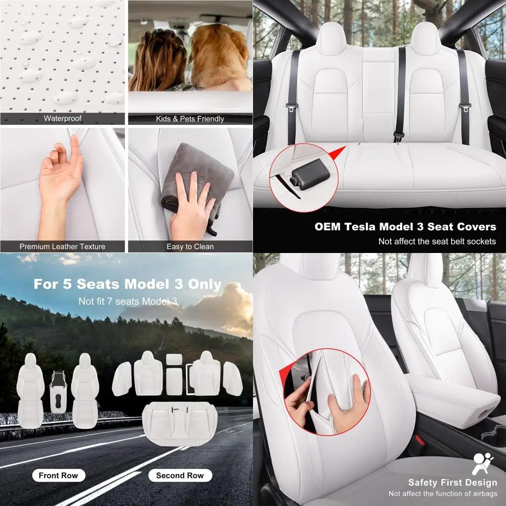 

Чехлы на автомобильные сиденья Tesla Model 3, кожаная подушка безопасности для салона автомобиля, совместимая с подушкой, полный комплект, индивидуальный комплект 2023 2022 2021