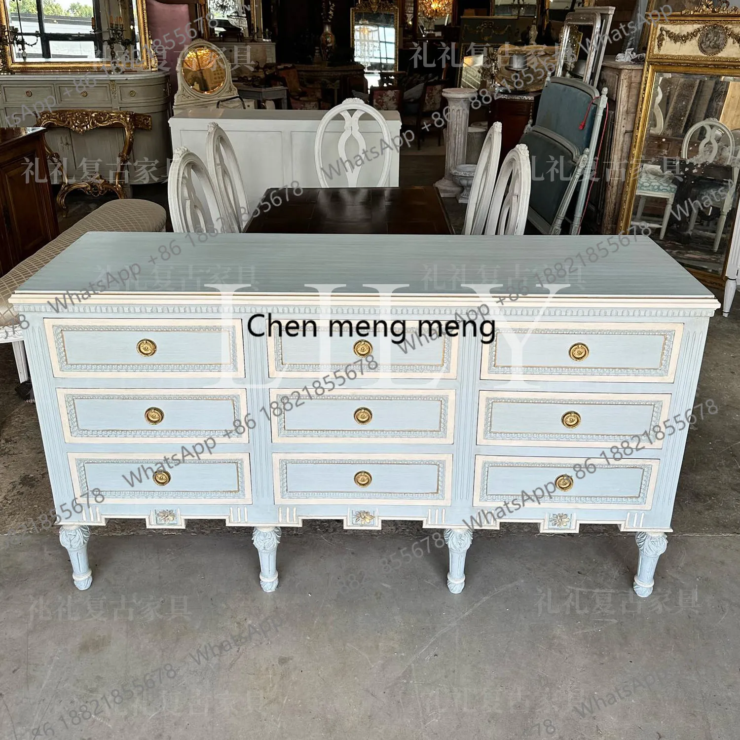 Nordic modern solid wood chest, bedroom storage locker, French retro  living room contrasting color decorative cabinet