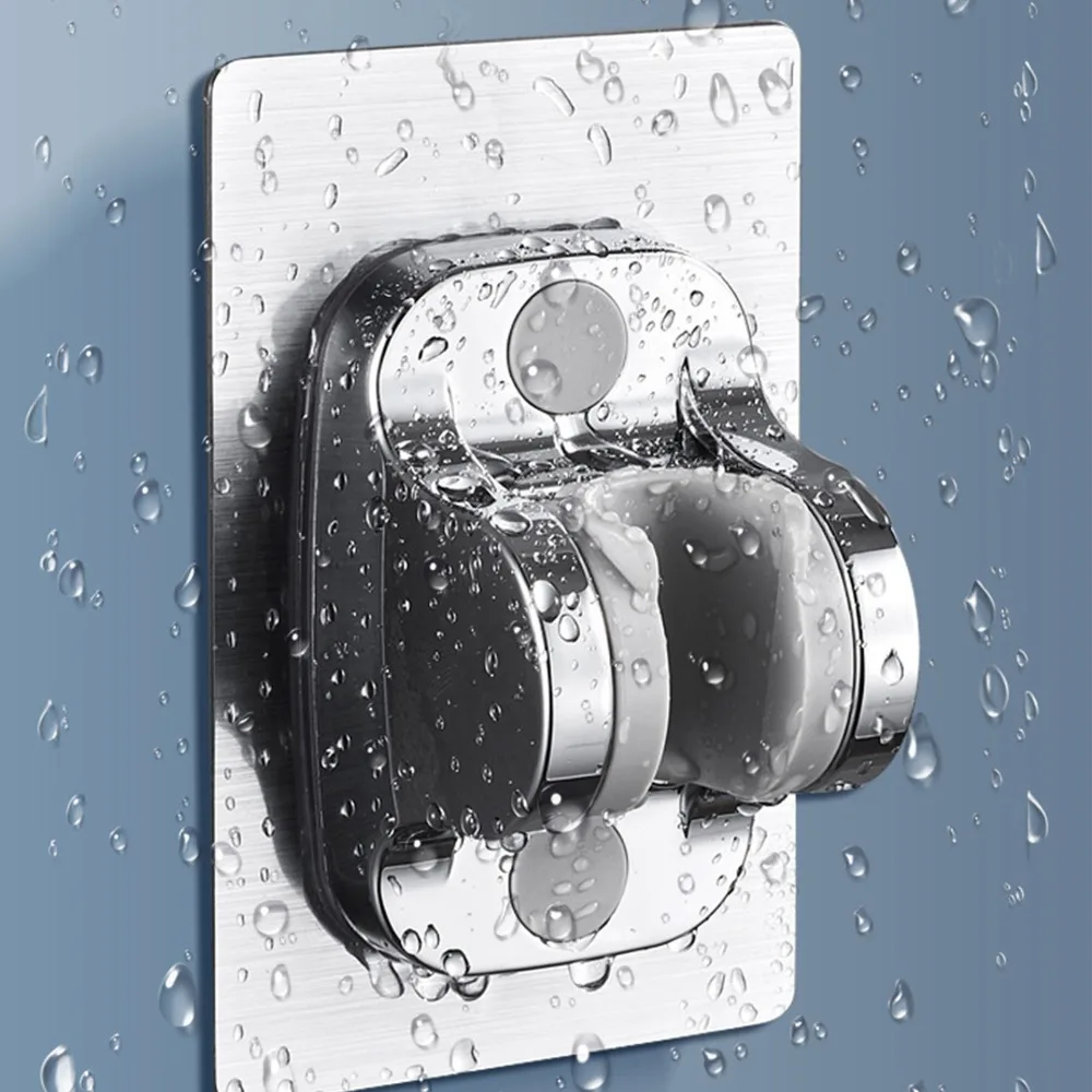 2 Pack Strong Adhesive Shower Head Holder Self Adhesive No Drilling Handheld Shower Holder Adjustable Angle Silver Finish
