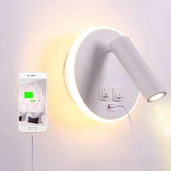 LED Wall Light New Bedside Reading Modern Simple Creative Bedroom Wall Lamp Creative with USB Living Room Home Decor Lights