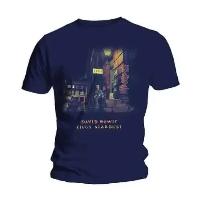 David Bowie Glam Rock Band T-shirt Unisex Men Women Cotton Vintage Washed Graphic Print Short Sleeve Punk Streetwear Top Hot