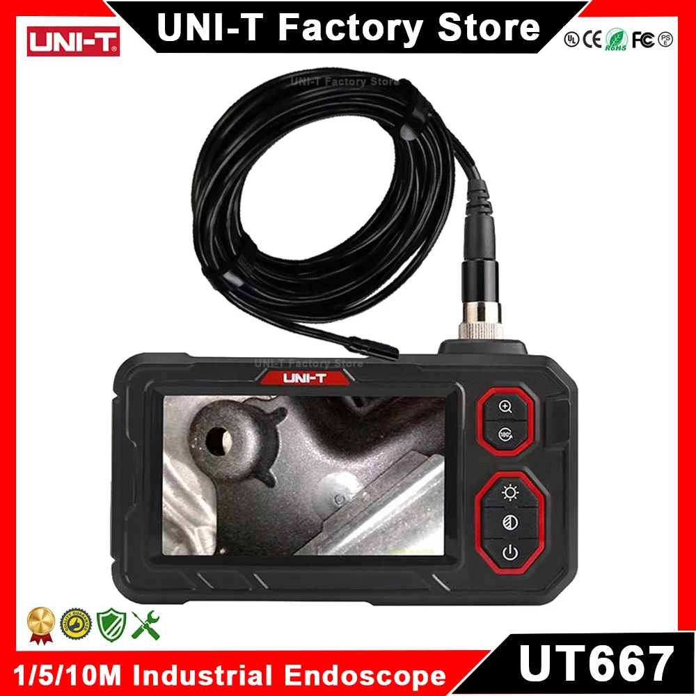 UNI-T UT667 Industrial Endoscope 4.3 Inch IPS LCD Screen Professional Industrial Endoscope Camera Inspection 1M 5M 10M Tube