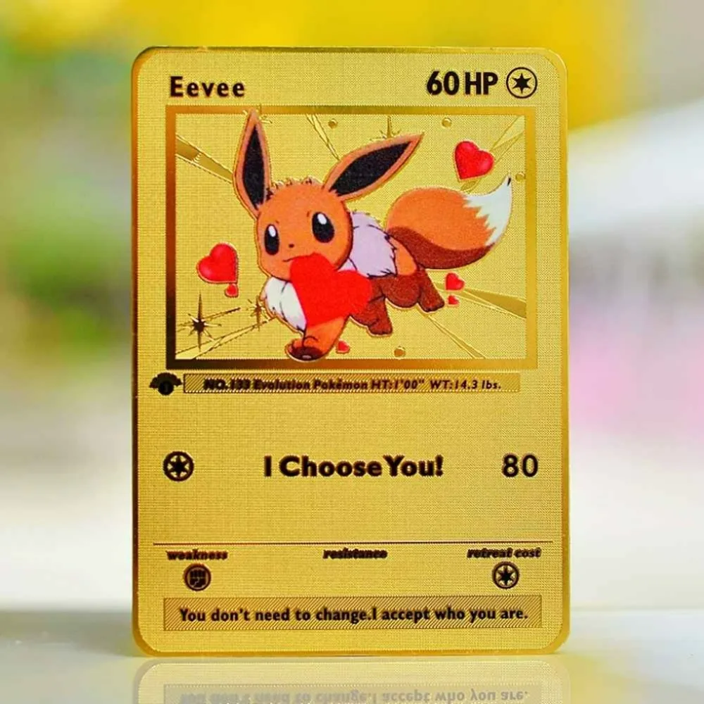 

Pokemon Card Metal Pokémon Letters Eevee Vmax Charizard Pikachu Gengar Arceus Golden Iron Vstar Cards Anime Games Toys Kids Gift