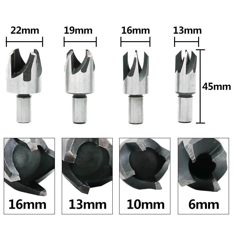 

4pcs Carbon steel cork knife Cork Drill Woodworking Drill Claw Drill Bit