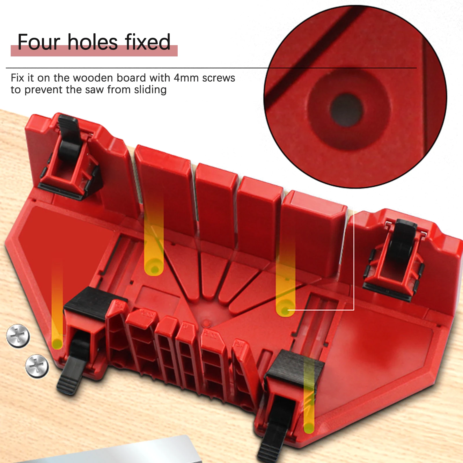 Wood Cutting Clamping Miter Saw Box Frame Corner Cabinets Red ABS Tools Construction Plaster Line Adjustable Multi-angle