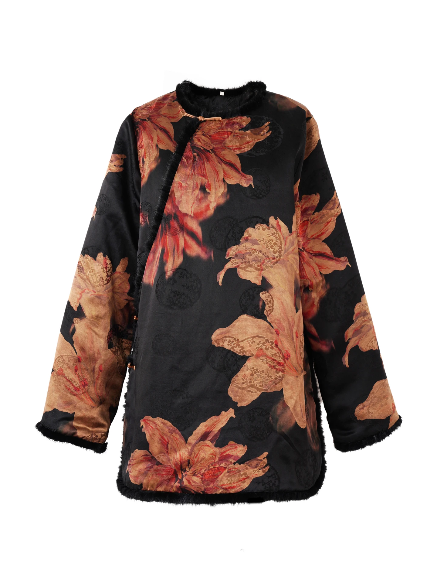 

Вечерний топ из шелка «Лилия 00» с наполнителем, двухслойный, осенне-зимний, в традиционном китайском стиле