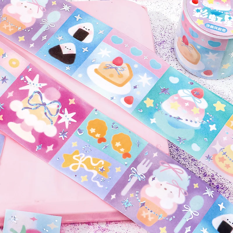 Cute Lovely Bear Bunny Laser Washi Tape Decoration Scrapbooking Diary DIY Japanese Hand Account Collage Masking Tapes Stationery