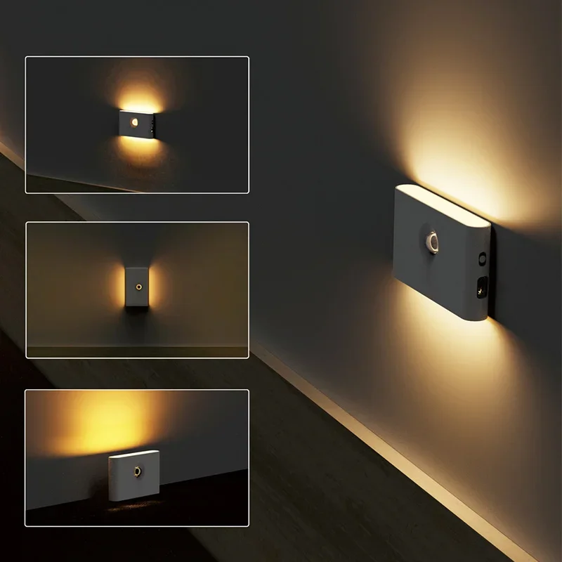 1-8pcs Linkage Motion Sensor Night Light Rechargeable Wireless Magnetic LED Induction Wall Lamp