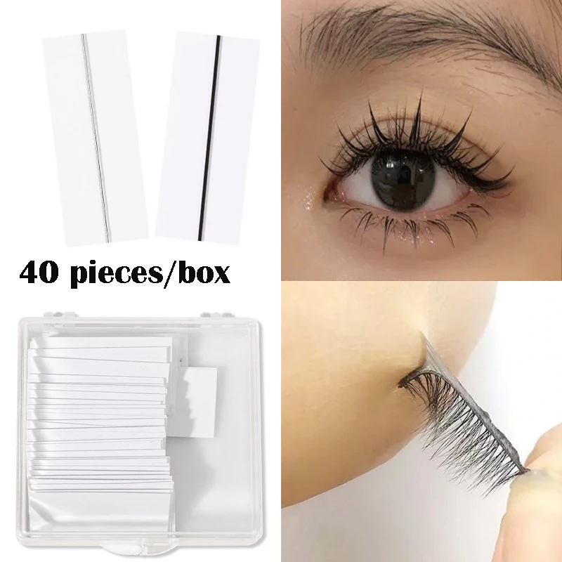 40 Pieces/Box Reusable Self-Adhesive Glue-Free Eyelash Glue Strip False Eyelashes Makeup Tools Hypoallergenic Lash Adhesive Tape