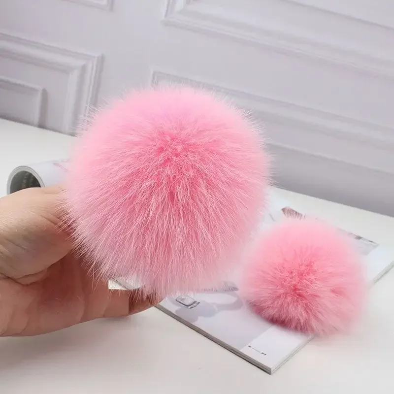 9cm Real Fox Pompoms Furballs Flutty Large Pompon Diy Handmade Keychain Children Hat Scarf Shoe Garment Jewelry Crafts Supplies