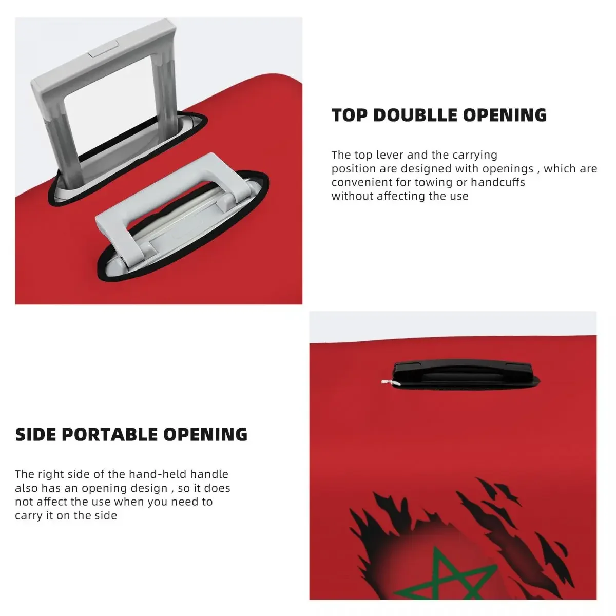 Capa de mala com bandeira marroquina rasgada personalizada, capa protetora elástica para bagagem de 18 a 32 polegadas