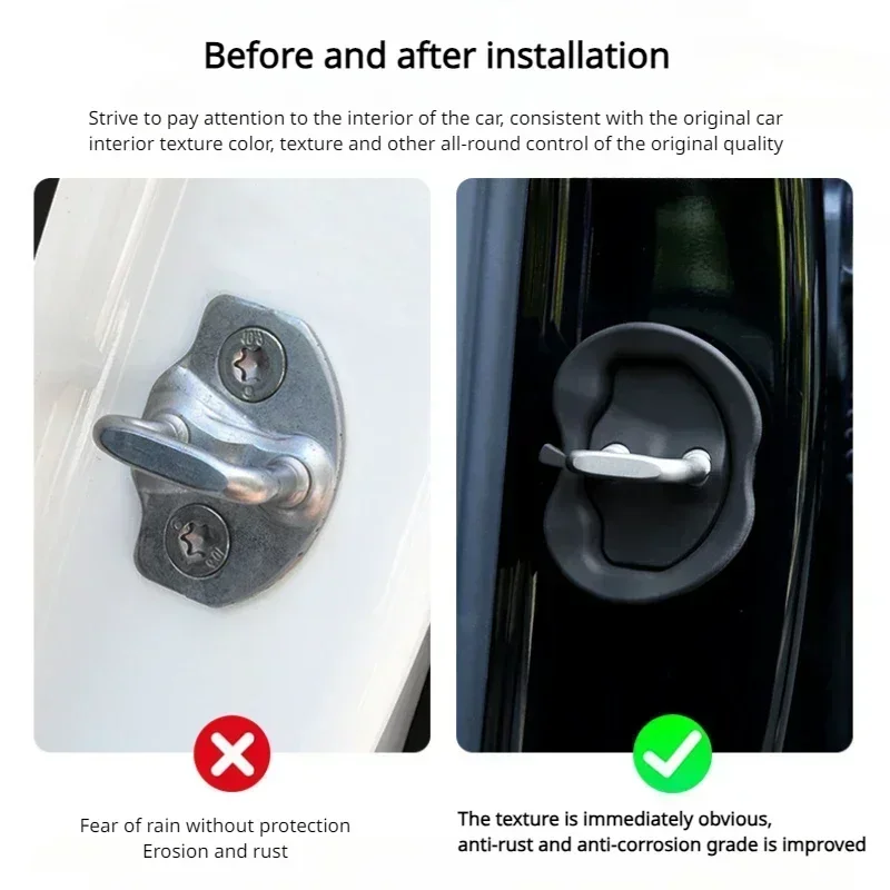 4pcs Door Lock Buckle Cover for Tesla Model Y/3/3+Highland 2024 Silicone Shock Absorbtion Pads Protective Pad Car Accessories