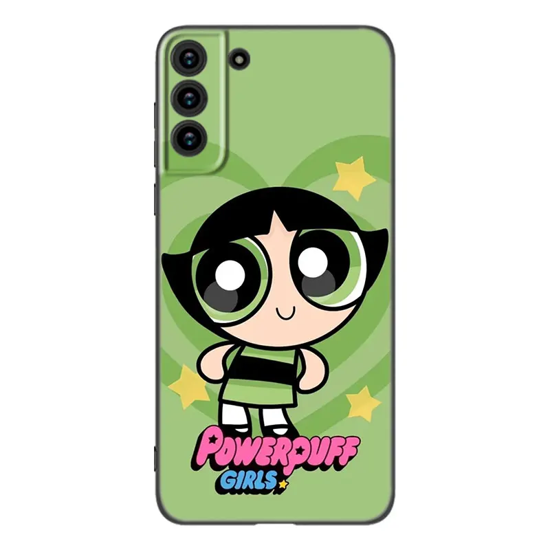 P-Powerpuff Girls Black Silicone Phone Case For Samsung Galaxy S23 S21 S20 FE S24 S22 Ultra S10E S10 S9 S8 Plus