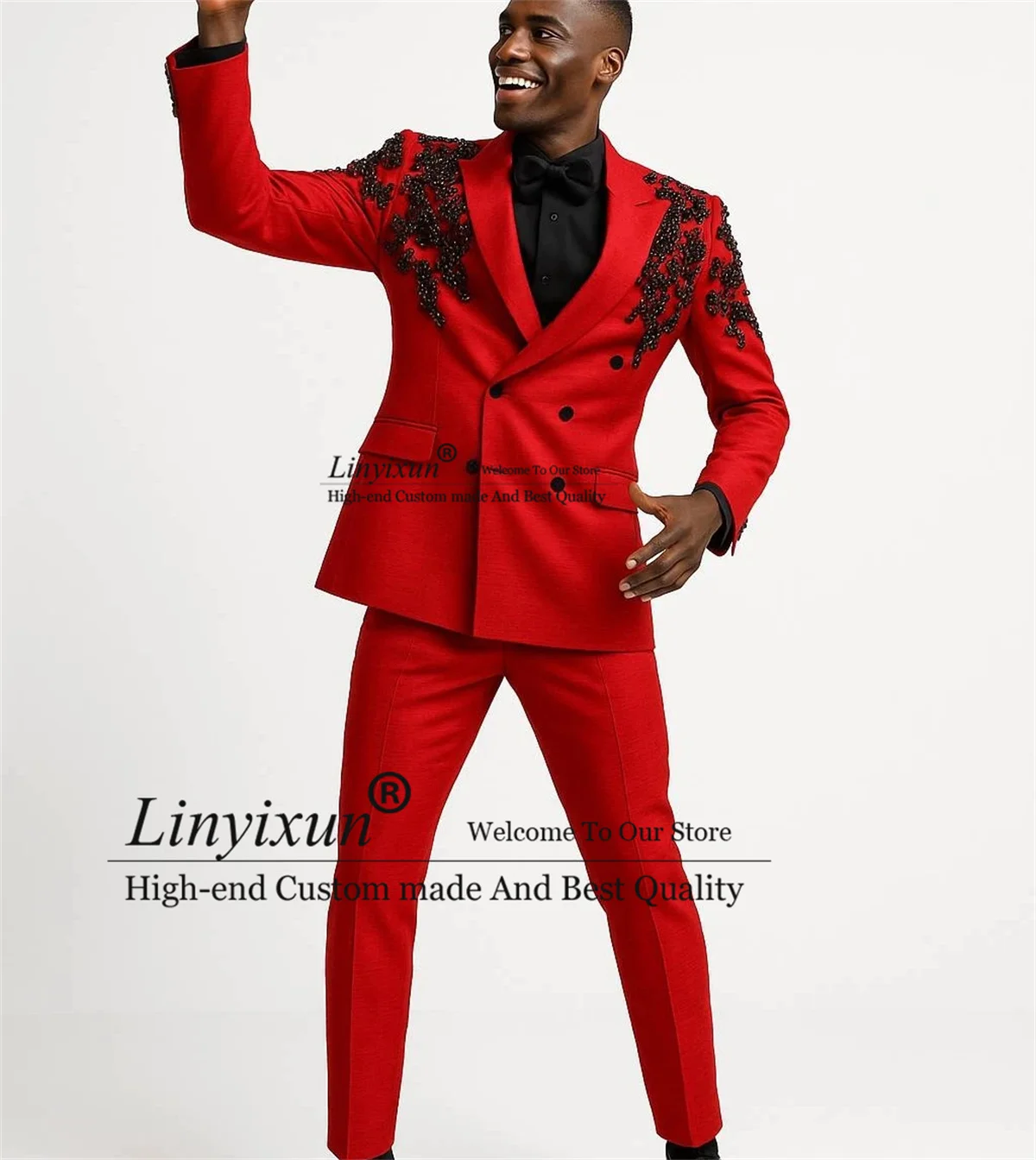 

Handmade Jewelry Ornament Men Suits 2 Pieces Sets Wedding Groom Male Prom Blazer Customized Slim Fit Ropa Hombre Party Tuxedos