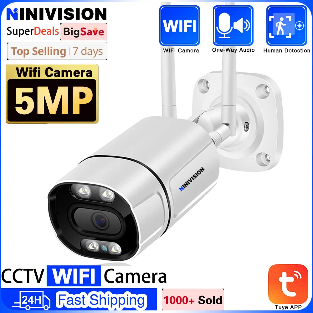 

Tuya WIFI IP Wireless Net Bridge IP Camera 5MP Outdoor Waterproof Night Vision Long-Range Upto 50M Transmission Distance Camera