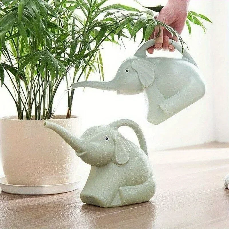 Cartoon Elephant Design Gardening Watering Can Ergonomic Handle Lightweight Plastic Pot for Flower Potted Plant Irrigation Care