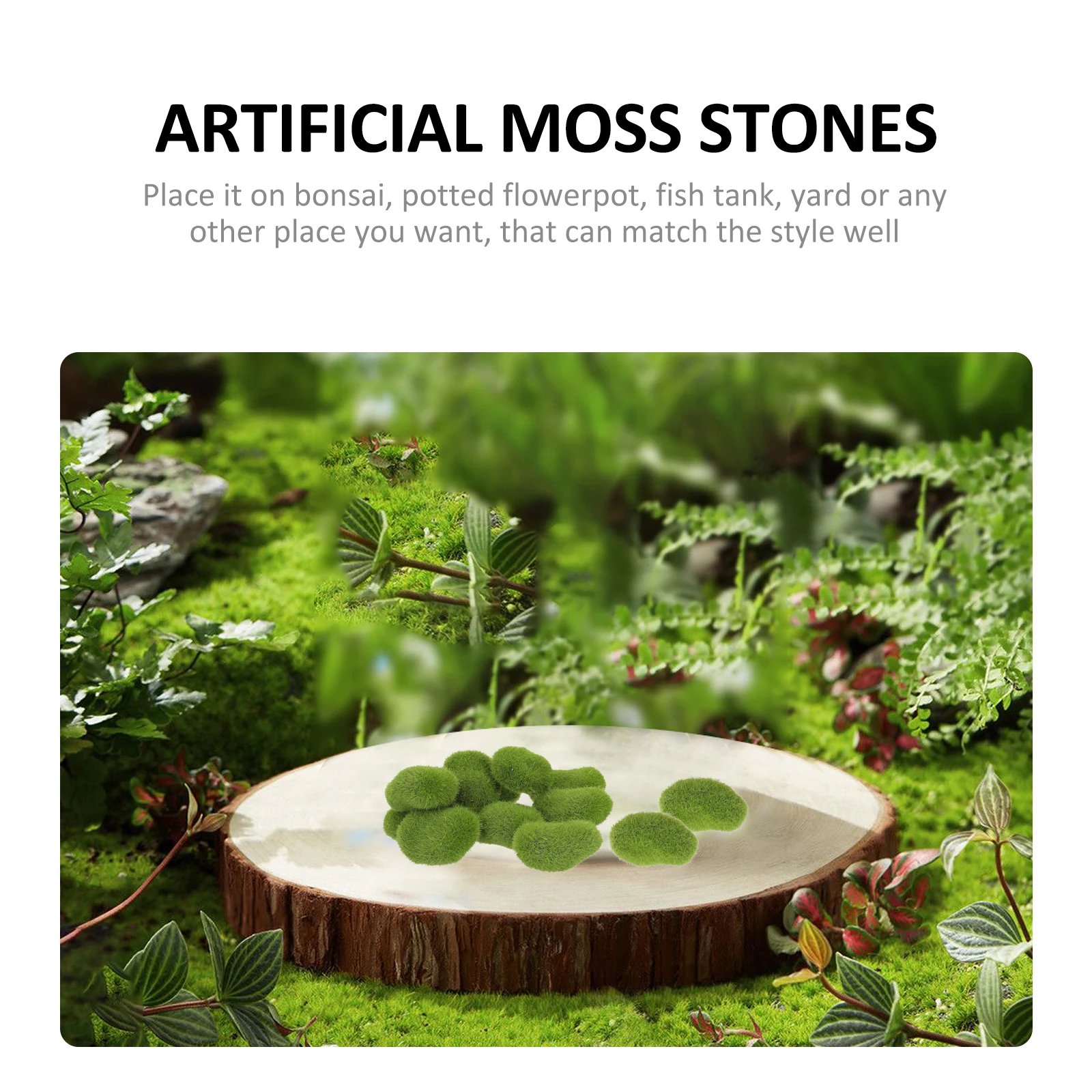 

20pcs Artificial Moss Stones Fake Mossy Stone Props Microlandscape Faux Rocks For Bonsai Garden Yard Fish Tank Ornament Imitated