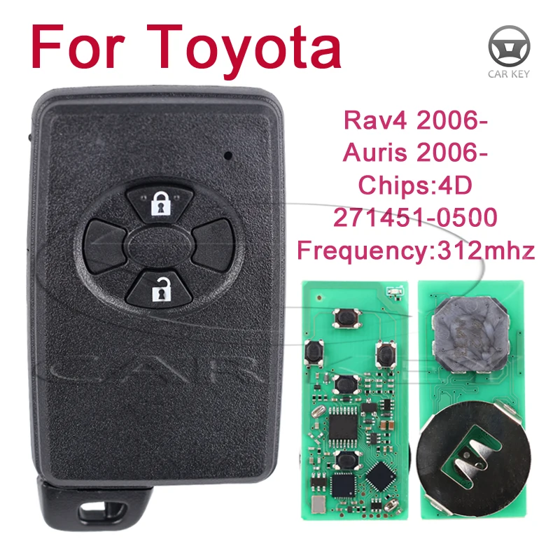 Control Car Remote Key For Toyota Auris Rav4 2006 2007 2008 2009 2010 2011 312MHZ 4D-67 271451-0500 2 Button Car Keys