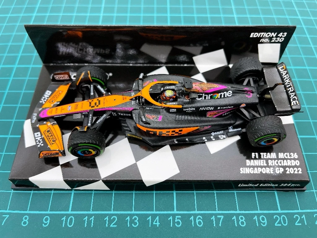 

Minichamps 1:43 F1 2022 MCL36 Ricciardo Singapore Simulation Limited Edition Resin Metal Static Car Model Toy Gift