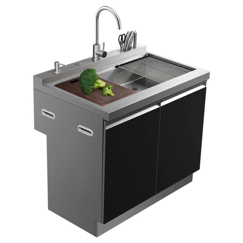 

SC12 Integrated Sink Kitchen Dishwashing Pool Cabinet Integrated Multi functional 304 Stainless Steel Vegetable Washing Basin