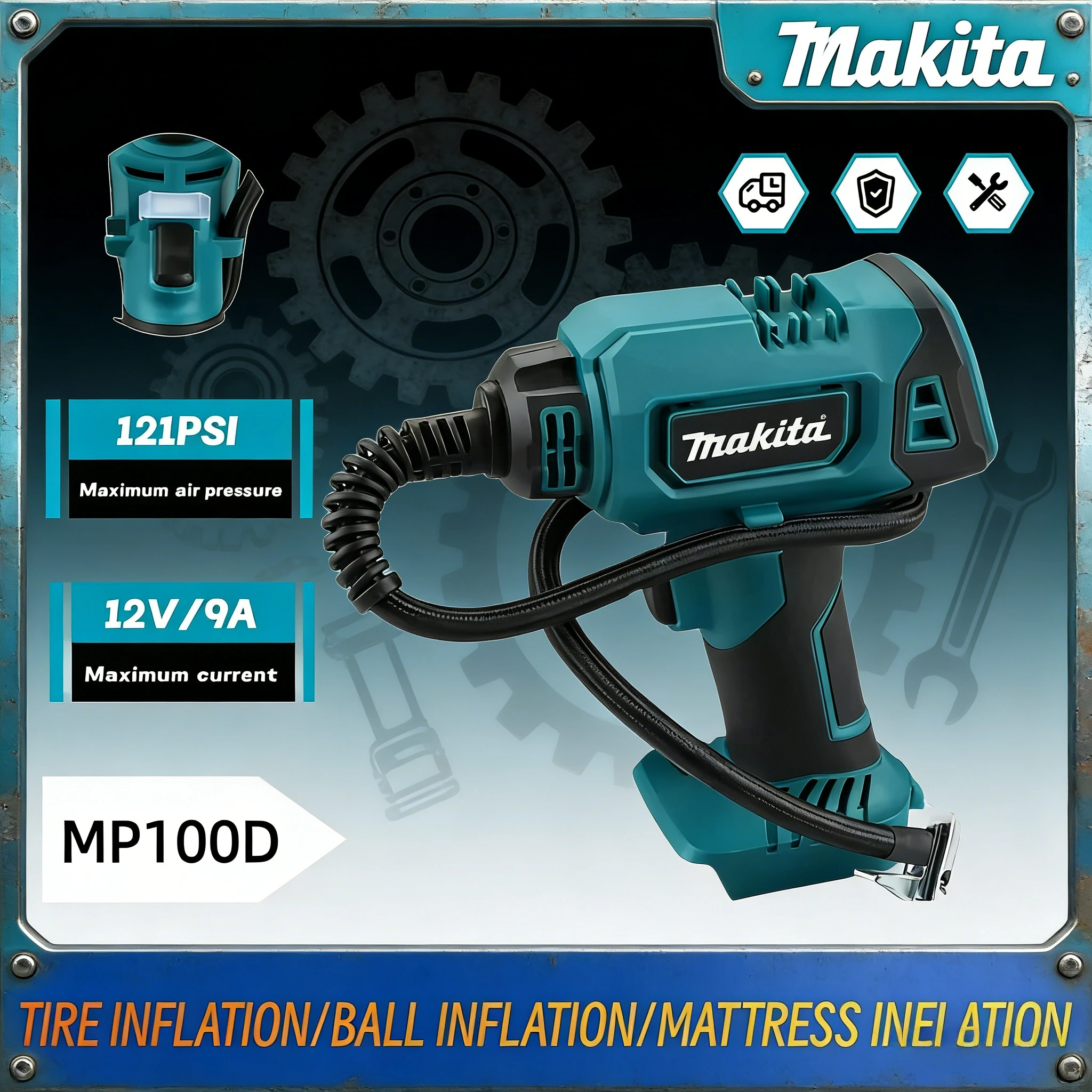 

Электрический воздушный насос Makita, беспроводной компрессор 18В, автомобильный компрессор, автоматический ручной компрессор, электроинструмент