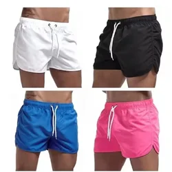 New Men's Casual Beach Shorts Gym Fitness Jogging Exercise Pants Solid Color Retro Breathable Quick Drying Elastic Swim Shorts