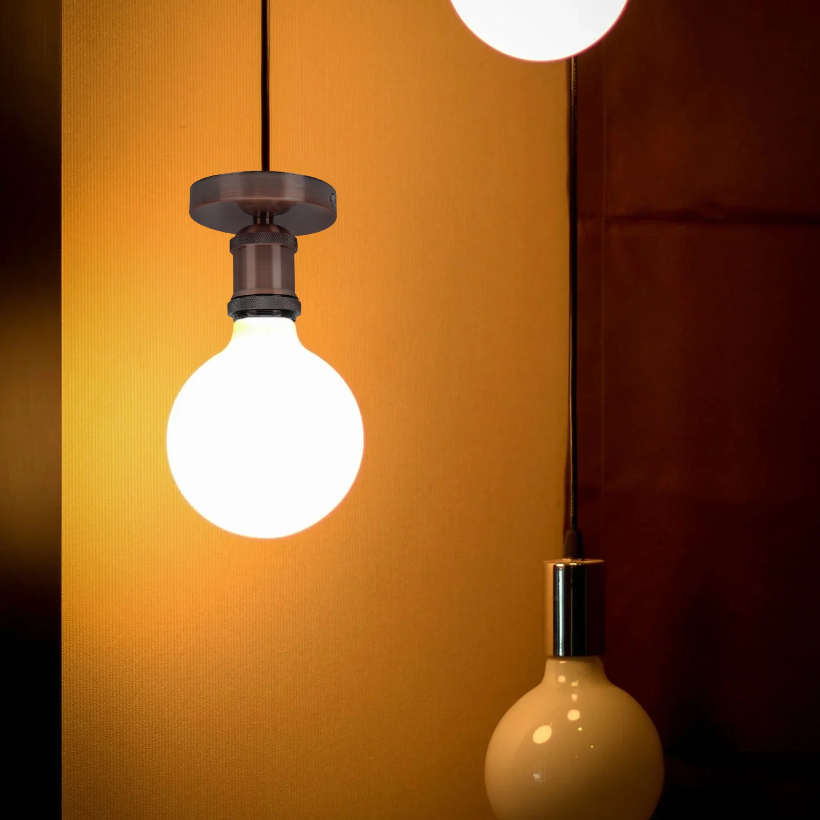 

Retro Lamp Holder E27 Socket Vintage Light Fixture Decor Iron Ceramic Material Easy Install Dining Room Office Home Use