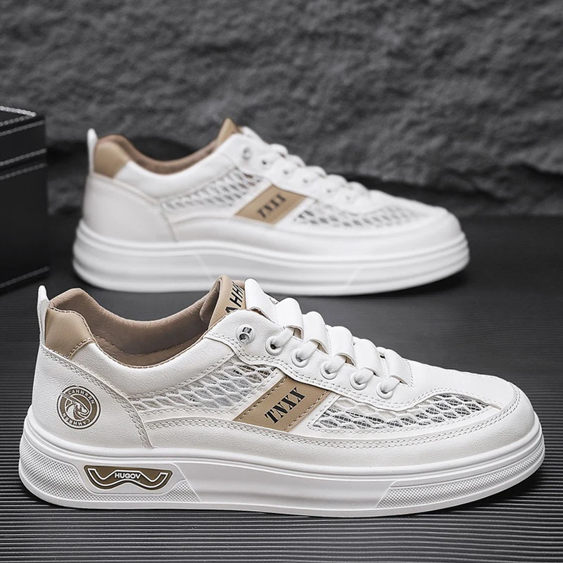 

Мужские туфли из сетчатой ткани, повседневная обувь, стильная универсальная студенческая модная обувь на толстой подошве