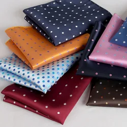 23cm Classic Polka Dot Men Pocket Square Formal Suit Handkerchief Groom Wedding Chest Scarf Black Red Blue Green Polyester Hanky