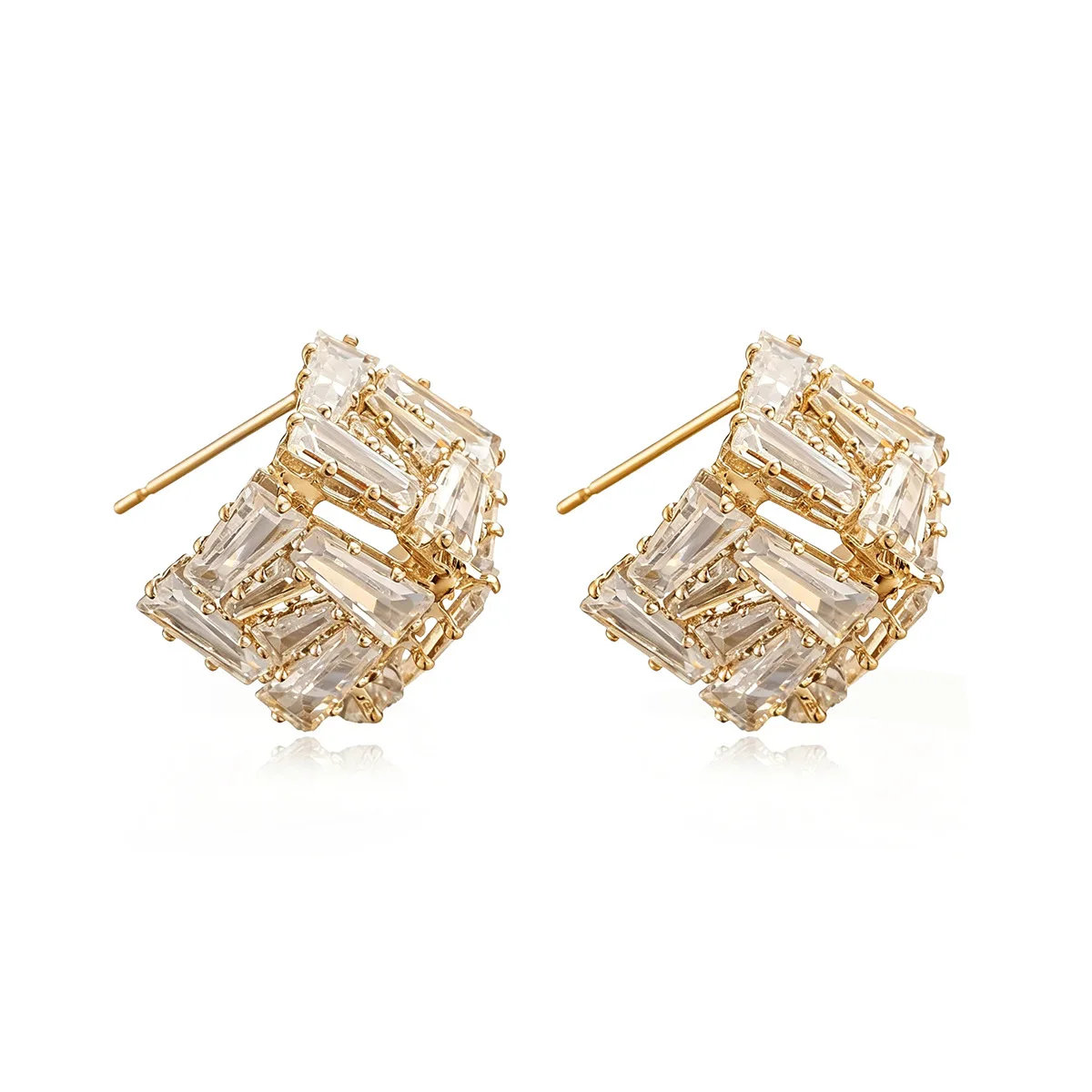 GANPUP Kreative Luxuriöse Geometrische Zirkonia-Ohrstecker für Frauen, Alltagsschmuck, Modisches Neues Ohrpiercing-Schmuckstück, Geschenk für Partys – Detail 5