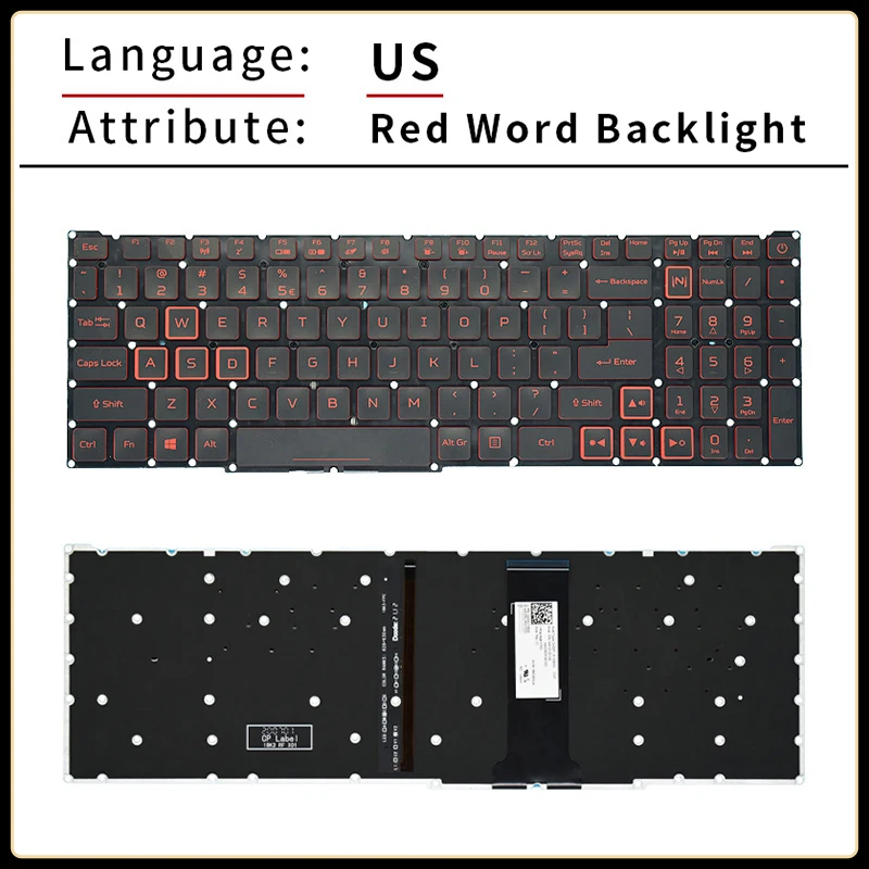 Imagem -04 - Teclado Portátil Retroiluminado para Acer Nitro Eua ru Russo Rgb An51554 An515-55 An51543 An715-51 N18c3 N18c4 Substituição