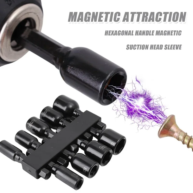 Magnetic Hex Socket Drill Bits Power Hexagon Nut Driver Electric Impact Bolt Screwdriver Wrench Sockets Hex Shank Chuck Adapter