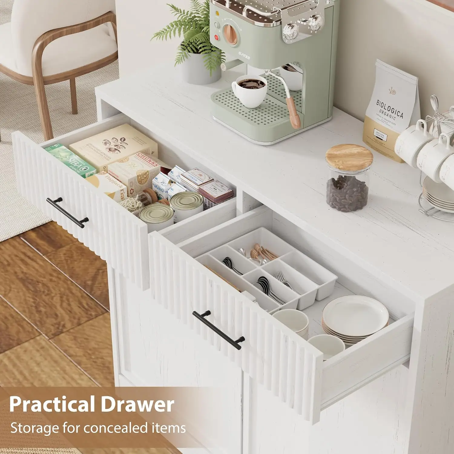 Double Tilt Out Laundry Hamper Cabinet with Drawers 20Gal White, Customized